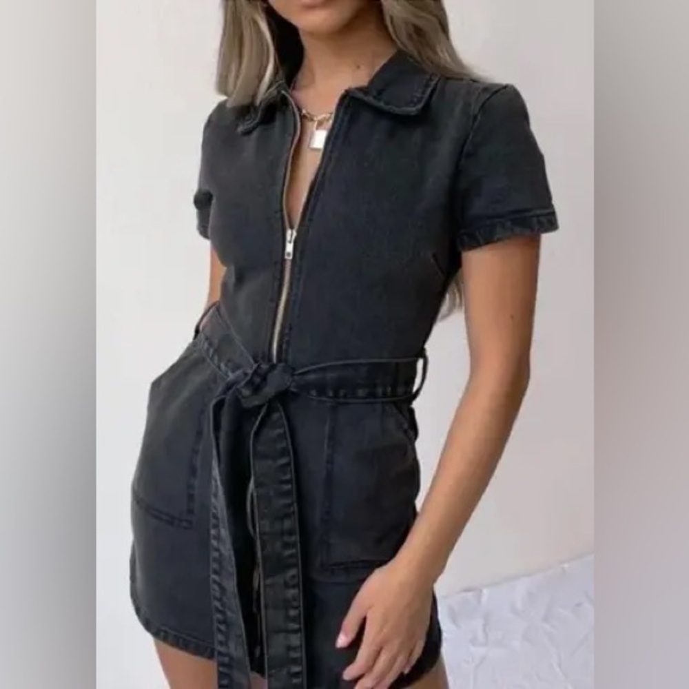 White Fox Black Denim Dress